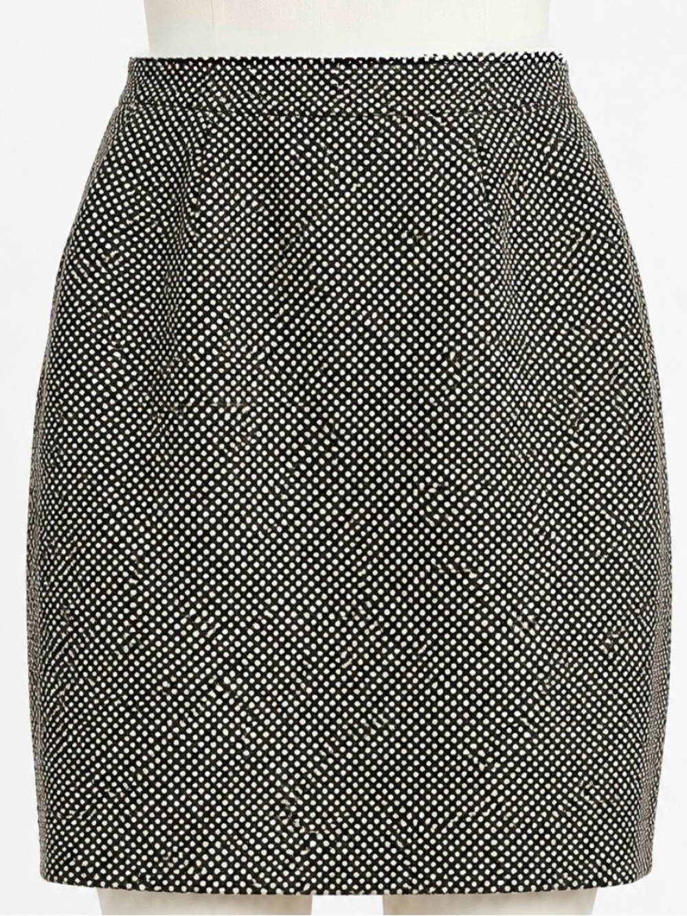 TARLAZZI II Black White Wool Vintage Midi Skirt with Micro Dot Pattern Sz 42